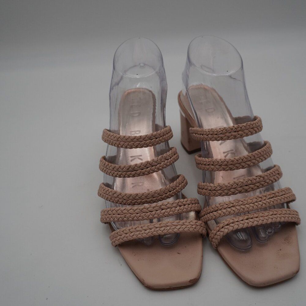 TED BAKER London Emmalii Strappy Slide Sandal Nude Pink Leather Braided. Sz 39.5